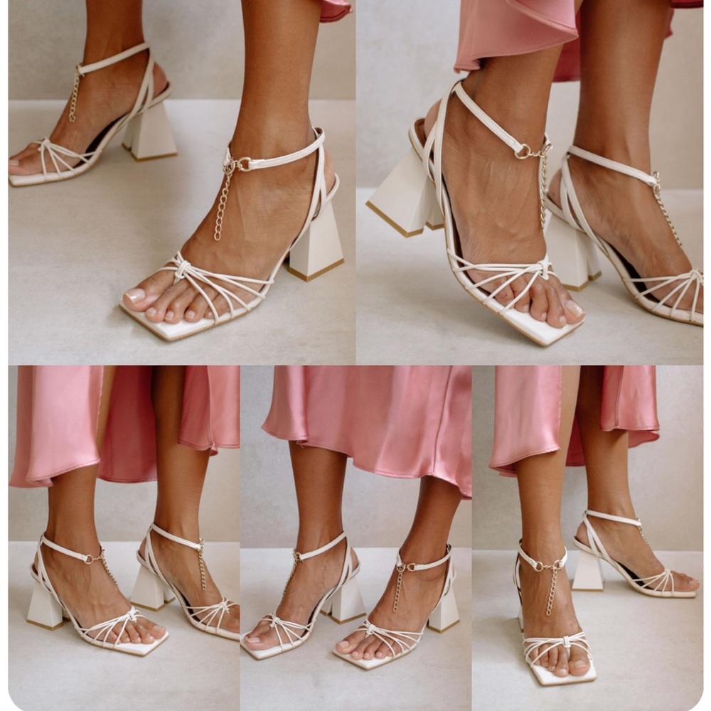 ALOHAS Cream Strappy Block Heels